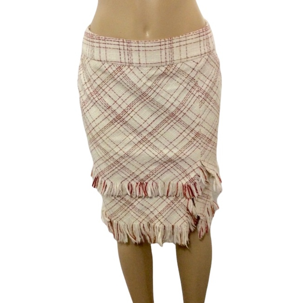 Ann Klein fringed tweed skirt